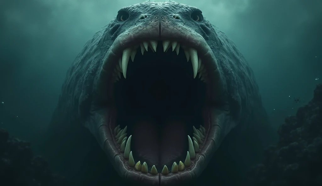 2 big scary sharp teeth in the water Looking at one climatic 