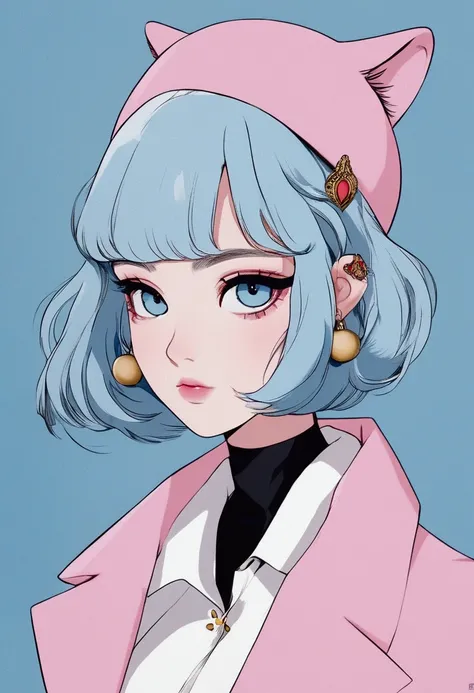  Pink Panther ,  light blue hair ,  girl, 