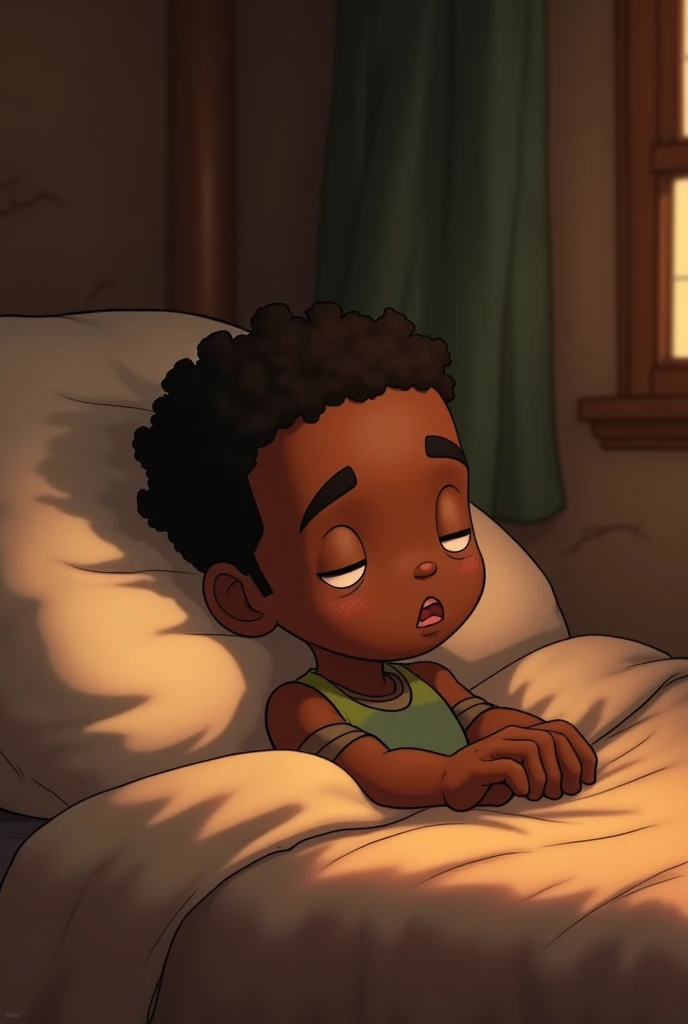 Animation of Africa young ren on sick bed