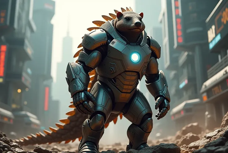 A brave and strong Pangolin in Iron-Mans suit