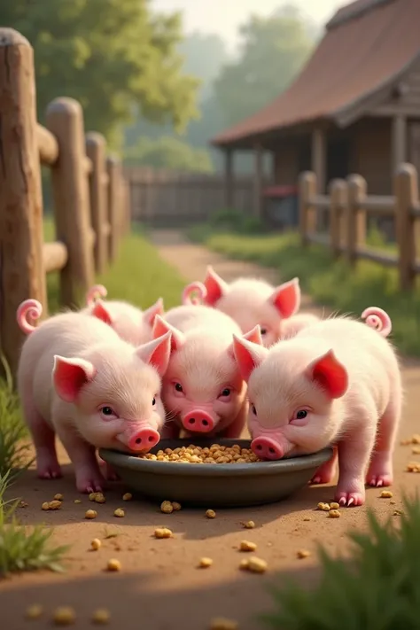 Piglets eat