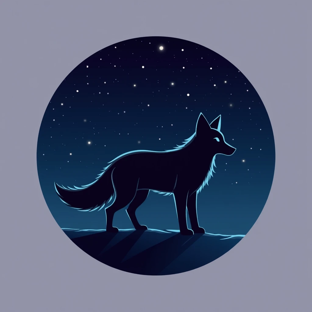 minimalist Logo for a twitch channel called Astronyto with a fox in the night sky
