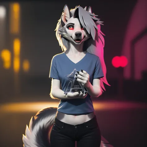 white t-shirt, adorable,Loona Hellhound, 18yo(1.0),(subsurface scattering:1.1),sharp focus,award-winning photograph,professional portrait photography,RAW photography (very detailed background:1.2),(fantasy:0), dramatic lighting, full body portrait, standin...