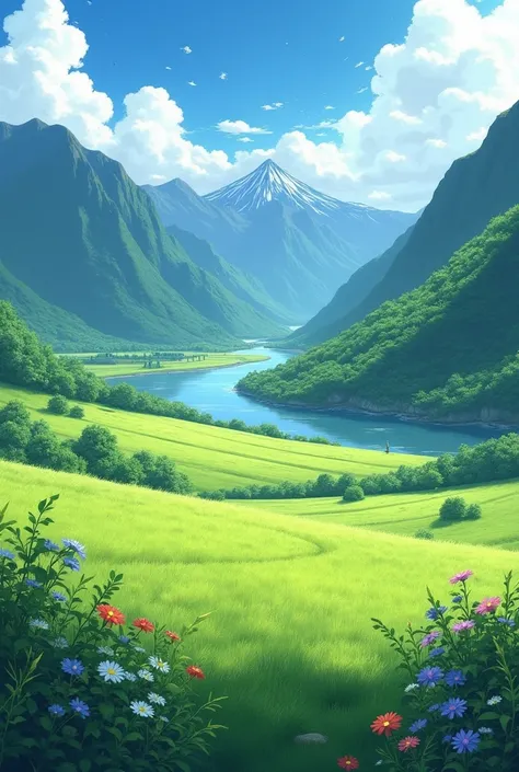 A field in the Yayoi period、river、Mountain