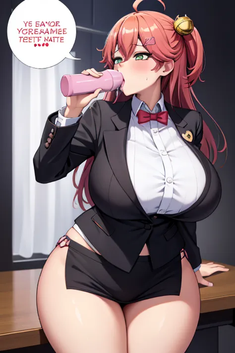 ((  best quality)), ((masterpiece)), (   details),   1 girl , fellatio,  standing,dildo,赤色のdildo,( business suit),  office,dildo...