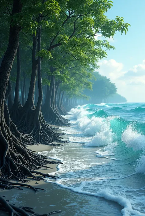 Mangroves, sea waves