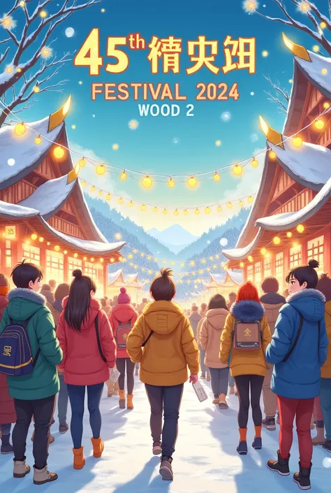 Draw a high school festival poster that feels like winter, and put the phrase “45tth YONGMA FESTIVAL 2024” at the top of the picture, leave out the Chinese