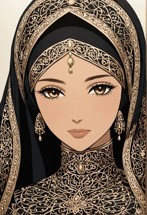 woman in hijab wearing a veil animation