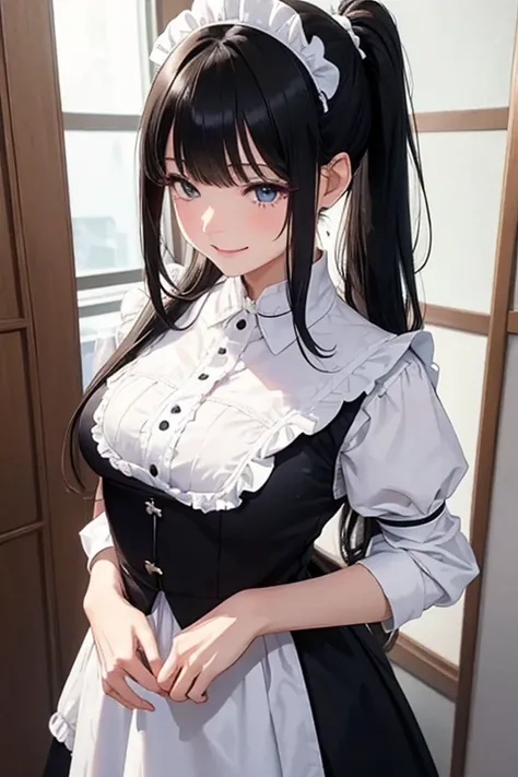 (    highest resolution, Clear_image)、(     best quality).single, One woman, Alone, masterpiece, ((    ponytails bleeding from the vagina )).Semi-realistic,       black hairのショートヘア,       black hair, bangs, 18 years old, Mature, light blue uniform, uniform...