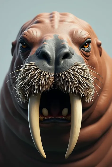 angry walrus head with tusks realistic