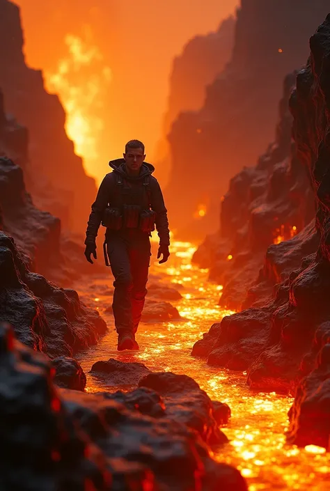 Me walking in lava 