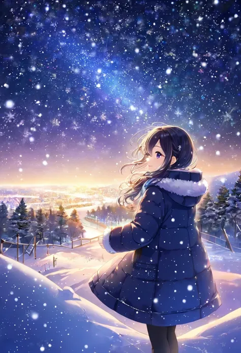 Scenery where the starry sky full of winter sparkles brightly