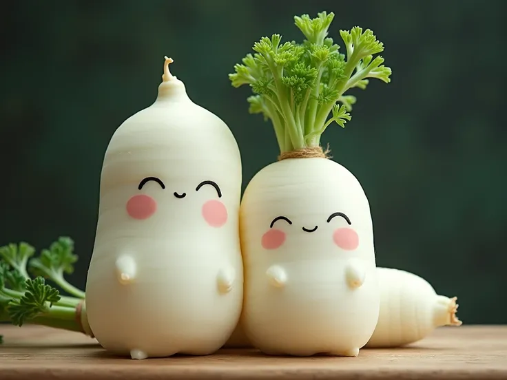 
white daikon (radish:1.8)(2thigh,nubile waist,white radish skin,vegetable photo,no head,no arms, no breast, leaves),that white daikon with another 2 its little one,relax and happy , in space, safe for work