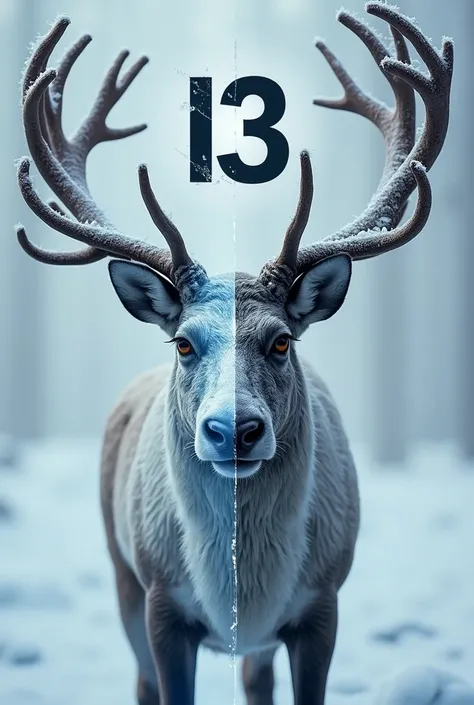 Logo en fond d’un « L3 » puis ensuite de face d’un caribou avec un côté de son visage gelé, tandis que lautre moitié est robot