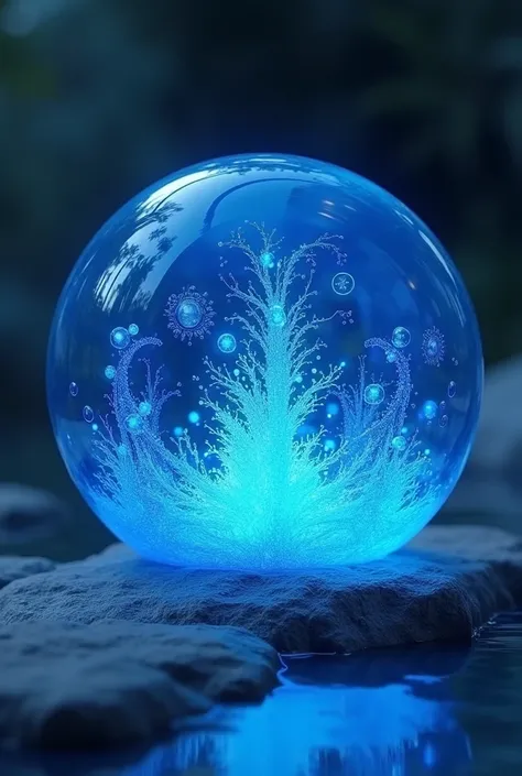 a close up of a blue glass ball on a table, blue marble, glass ball, glass orbs, crystal ball, blue fireball, with blue light inside, carved from sapphire stone, inside a marble, orbs, translucent orbs, glass sphere, translucent sphere, inside glass orb, m...