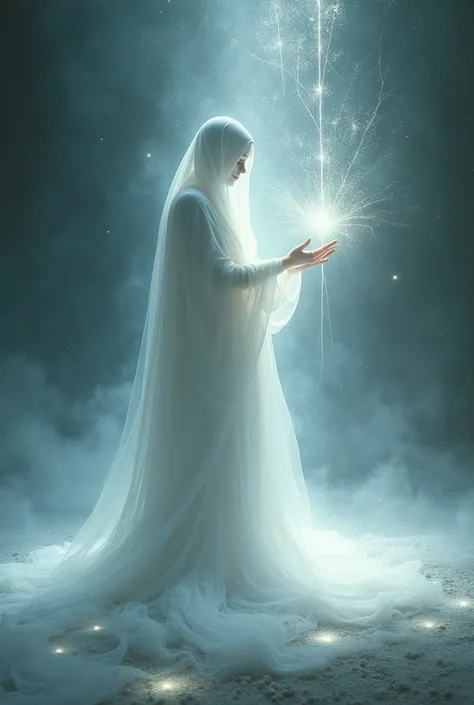 The Weaver in all white his face covered in white cloth created the first thread spun Light, radiant pure, blazing through the Void like a stars first cry. But the Void resisted this brightness, pressing back against it, and from their struggle came Darkne...