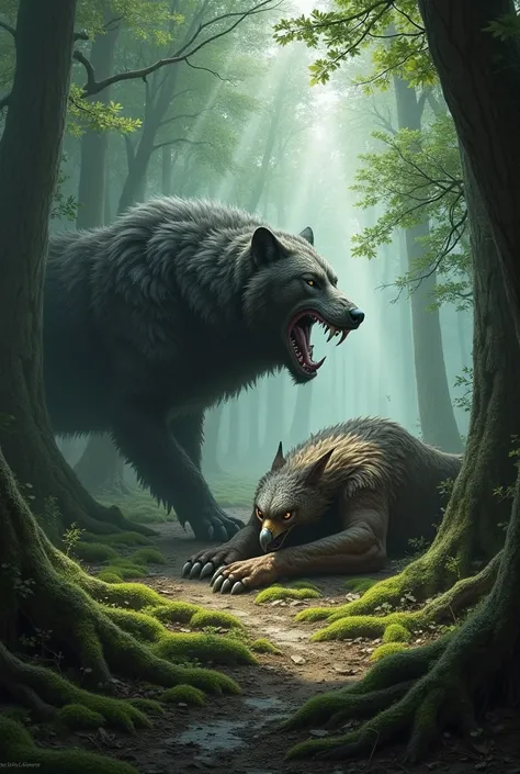 In the woods。Fallen Fenrir and Griffon。