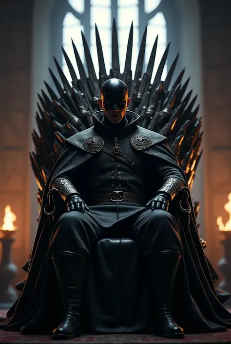 Zorro wears the Crown of the Seven Kingdoms and sits on the Iron Throne