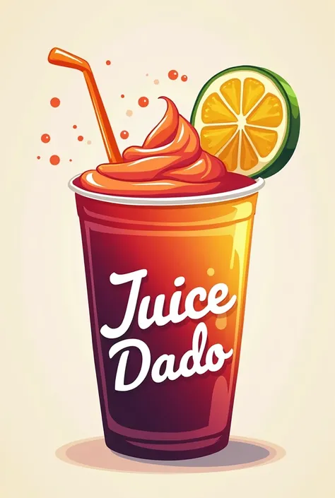 make a logo of my shop, my shops name is " Juice Dado " it should have a Juice on a cup as the design, the name should be inside of the juice on a cup, the juice should be perfect, it should be a logo, the juice should be colorful