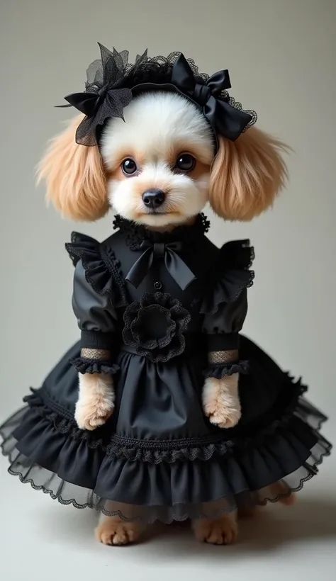  real toy poodle wearing gothic lolita　ゴスロリを着てる