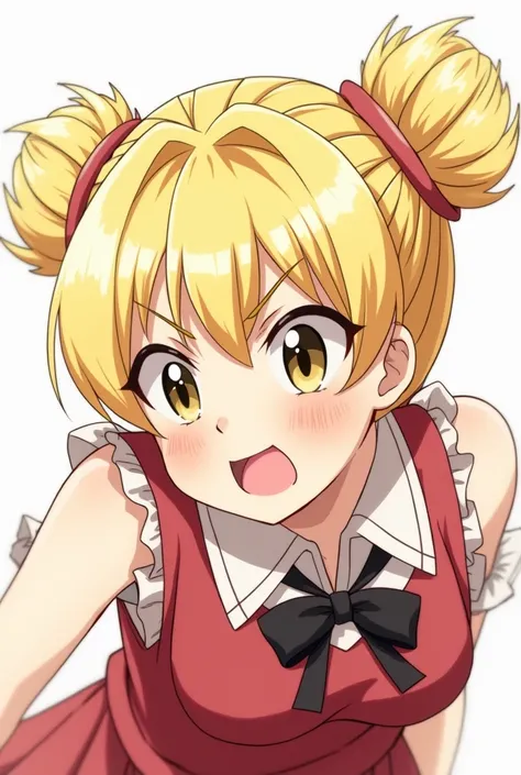 ( Detailed )) , (( Nice quality)) , himiko toga , blond hair , 2 buns , anime girl 