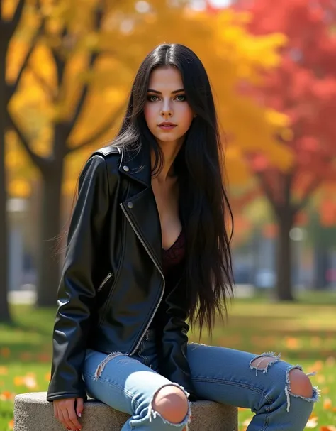 8K, photorealistic photos, young white 14-year-old model, very long black hair, red lipstick on full lips. The body shape is oval and straight, she is slim, the body shape is typical of a 14-year-old black girl. small breasts, invisible to the eye, complet...