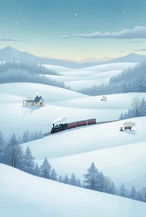 fond blanc format paysage et plusieurs petits dessins du film le pole express