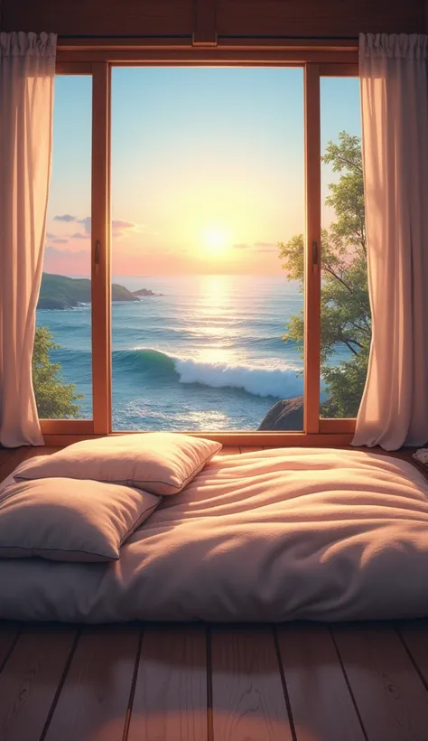 
Happy sleeping futon 、 real、Ocean view from the window！ no people、evening