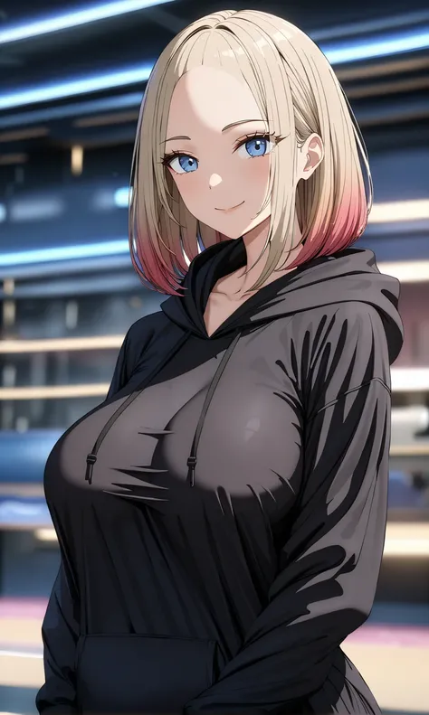 masterpiece, best quality, high quality, detailed, ultra detailed, hyper detailed, exquisite, insanely detailed, beautiful, FHD, Full-HD, 4K, 8k, 16k, highres, absurdres, ((1 woman:1.4, female)), ((big breast)), (thin khaki hair:1.4), (pastel hair), red ha...