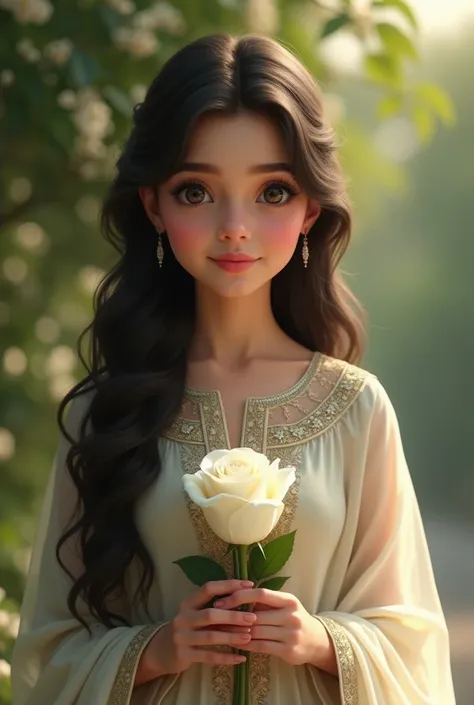 A young  Pakistani gorgeous girl holding a white rose in hand.
Waiting for handsome boy.