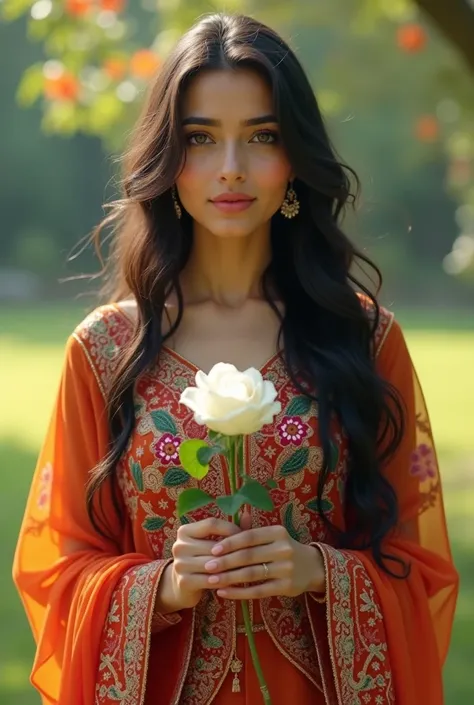 Pakistani gorgeous girl holding a white rose in hand.
Waiting for handsome boy.