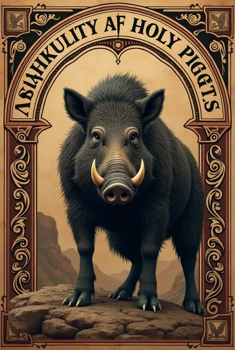  to generate a coat of arms for the country with a boar with the inscription " Alliance of Holy Piggy Strachydonia" use the Old Slavonic font 