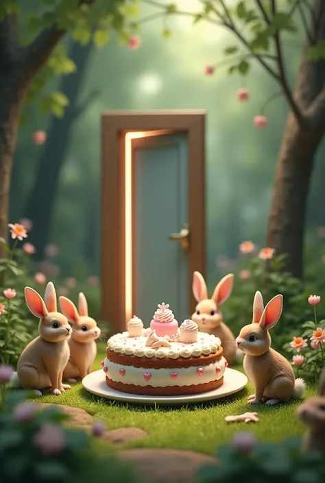 cake， Small Accessories Several rabbits and a smart door for the forest