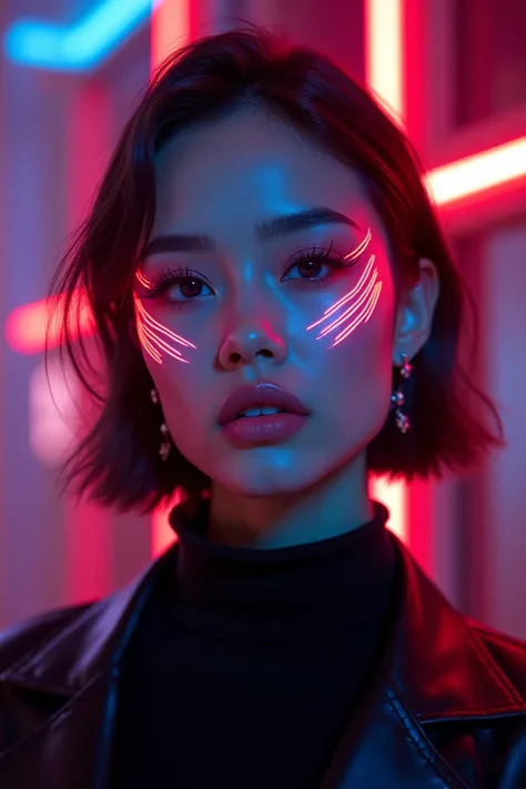 Neon light written make up by yuppie