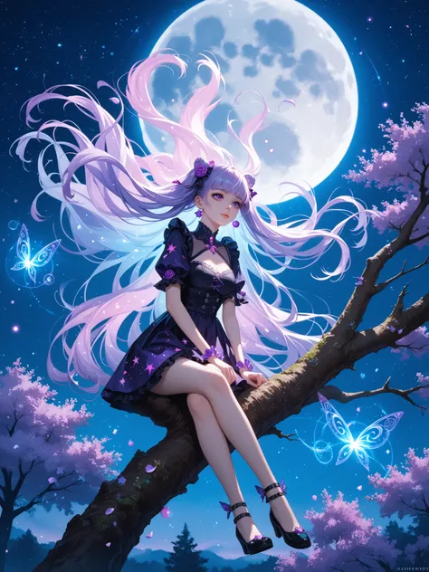 score_9, score_8_up, score_7_up, source_anime,
surreal, 
1girl,Kpop idol, very long hair, floating hair,glowing hair, 
 night scene,moon in the sky,purple hues,starry night,dreamlike atmosphere,glowing edges,mystical,high contrast,ethereal light,sitting on...