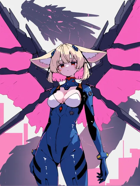 1girl, megateru, fennec fox girl, cleavage, cyberpunk, plugsuit, mechanical wings, double exposure dragon                                                                               
 ,masterpiece,best quality,newest,
