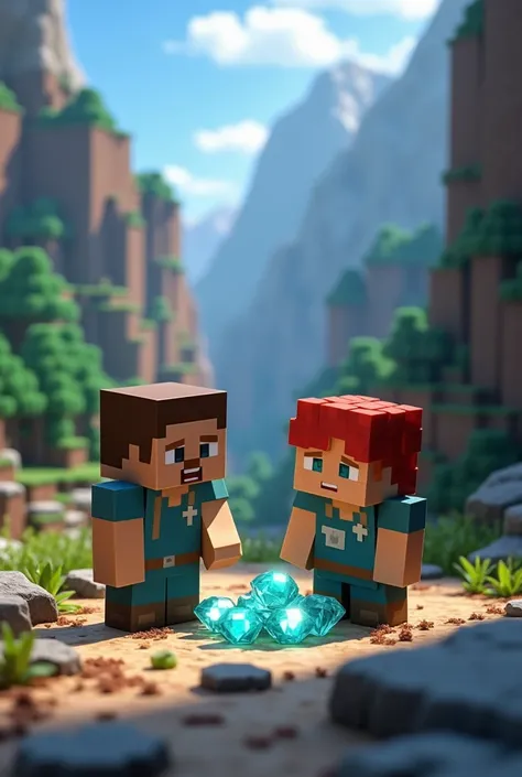 Steve And Alex In Minecraft They Find Diamonds