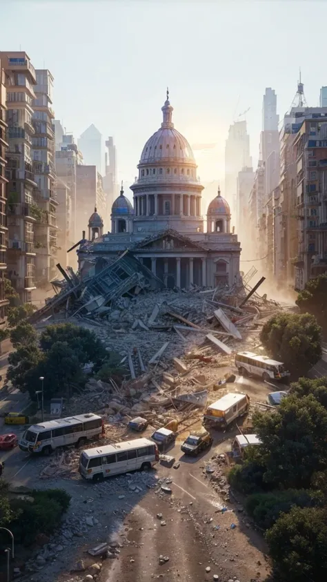 Full and very real image. Earthquake. The earth in motion. Photorealism, Full view, Highly detailed image, Very realistic, Hyperrealism, Cinematography, Ultra HD, 8k