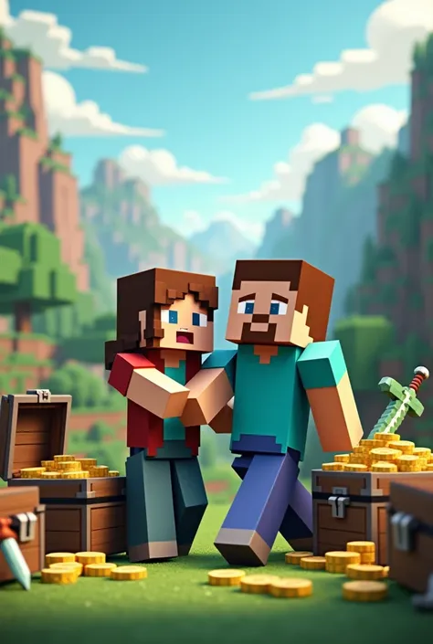 steve and alex in minecraft they get a lot of money