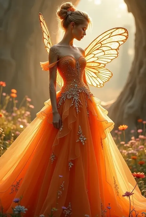 Big ball fairy gown flaunting etheral unique design and colour 👑 orange colour 💎✨