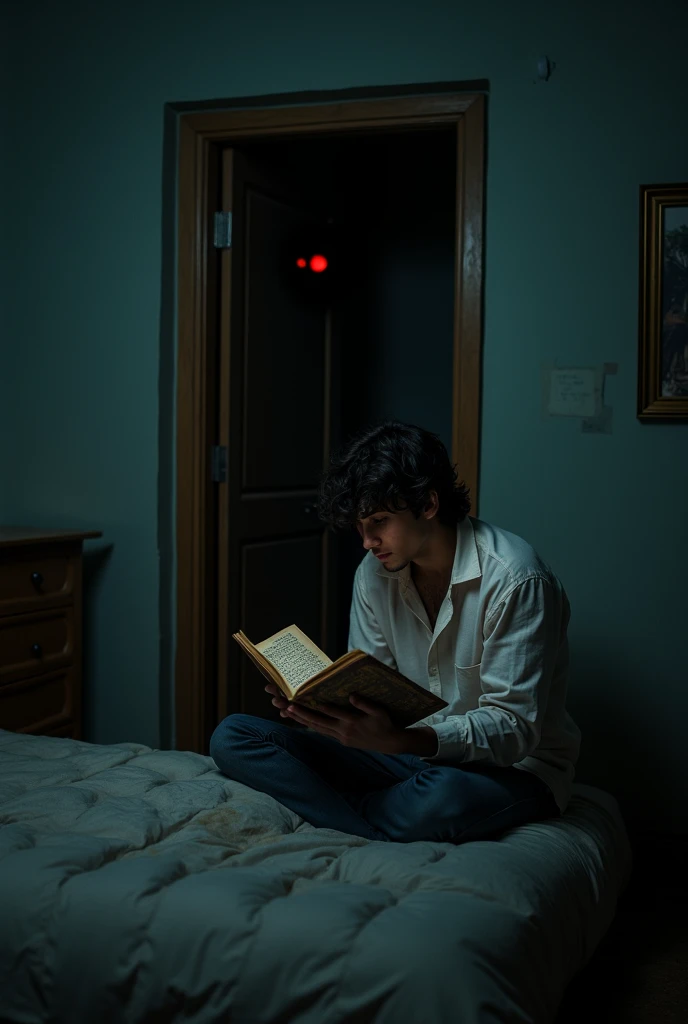 Inside his room, Arjun sits on the bed, reading an old diary he found in a drawer. The diary’s pages are filled with cryptic warnings like, “परछाइयाँ जिंदा हैं। उन्हें खुद तक मत पहुँचने दो।” Suddenly, he hears faint whispers outside his door. The camera zo...