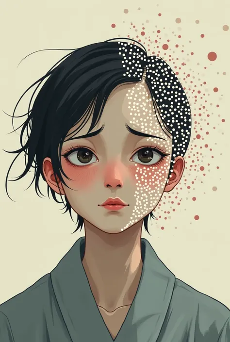 Express a tired modern person with Japanese dots