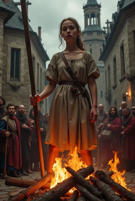 Joana Darc being burned at the stake of the Inquisition, 