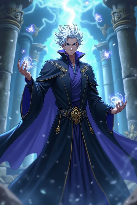 Anime white haired cool sorcerer 