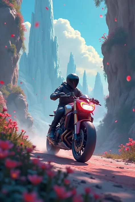 Ride a motorbike in a fantasy world