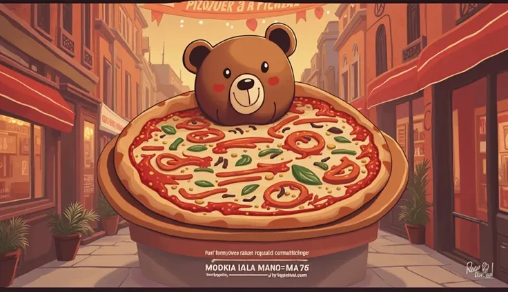  Please draw a poster for my pizza shop Pizza A la Pizzaz ，The name of the restaurant is Pizza A la Pizzazz and the initials of Innovative and Romantic， Our main target customers are tourists ，The location is Down Town and Old Town 。 and drawn in combinati...