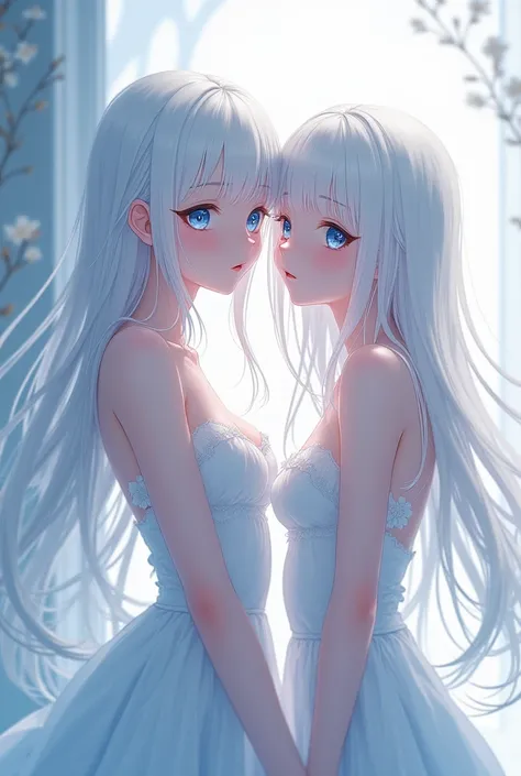 beautiful girls white hair blue eyes nude anime