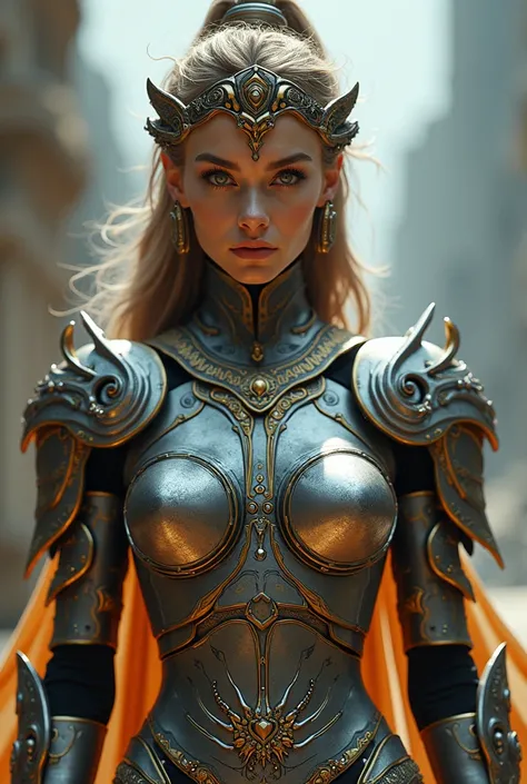 The goddess of wisdom and intelligence, head to breast, in advanced Greek military gears, highly technologically advanced and cybernetically enhanced. High Resolution, Masterpiece, Award Winning, Best Quality, High Details, High Quality, UHD, Optical Illus...