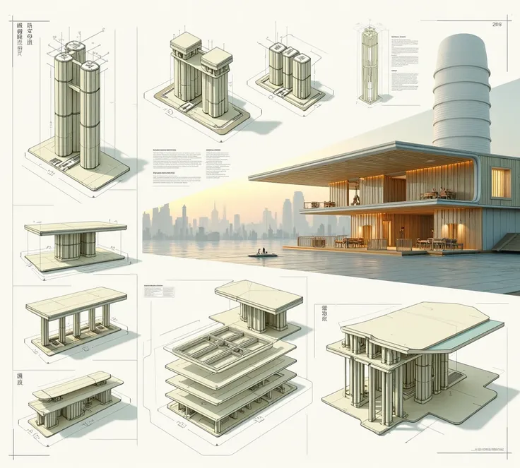 show me futuristic bamboo joineries in diagrams