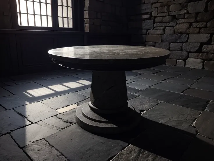 Stone room　Stone table　night　dark